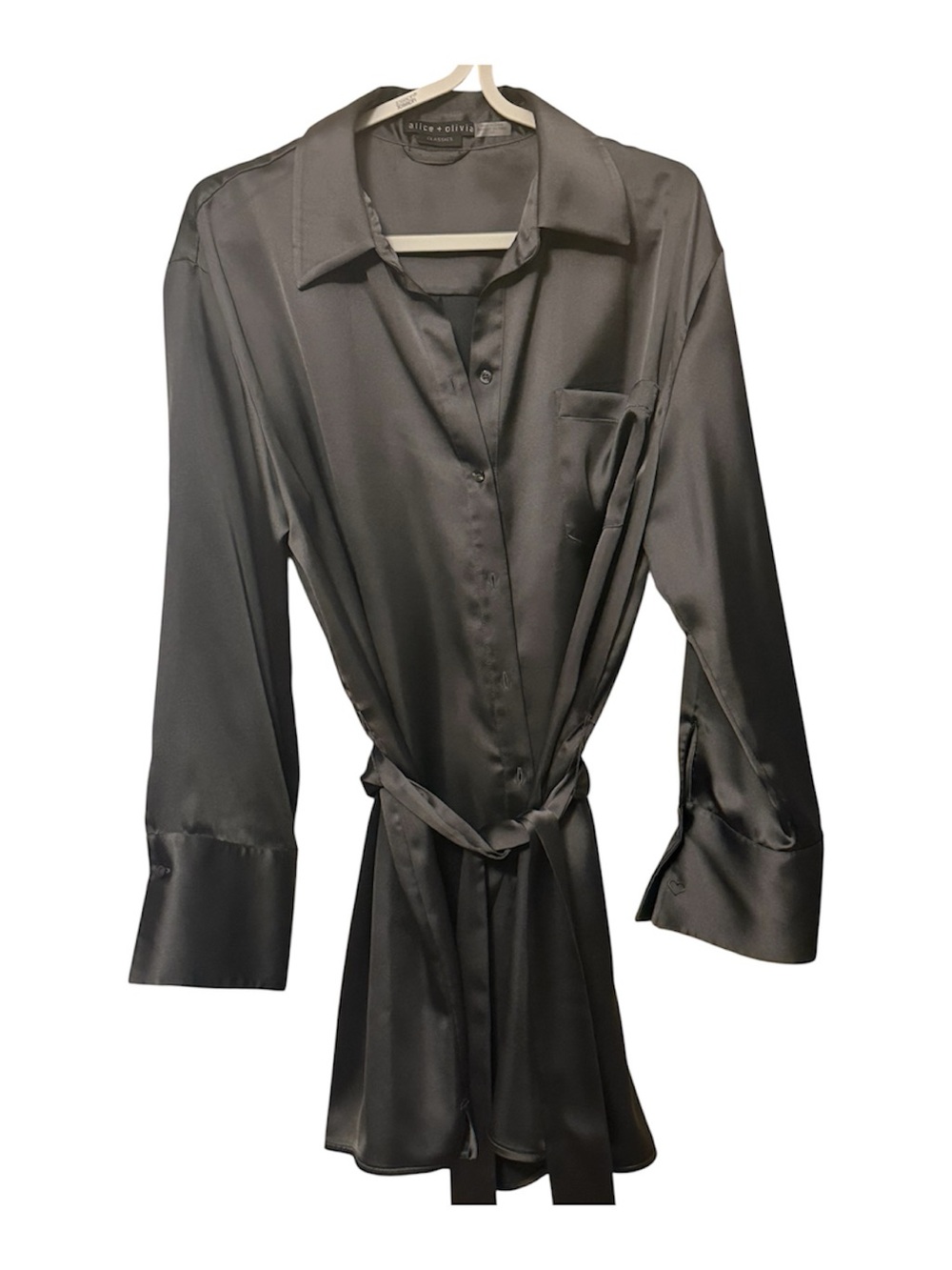 Alice + Olivia Finely Mini Shirt Dress
 in Charcoal